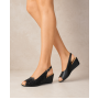Sandale dama negre din piele naturala cu platforma orto Marissa CLP04N
